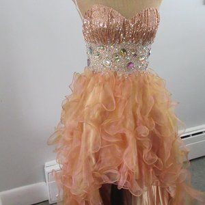 Ruffle Prom / Grad Dress, Beaded Corset petite